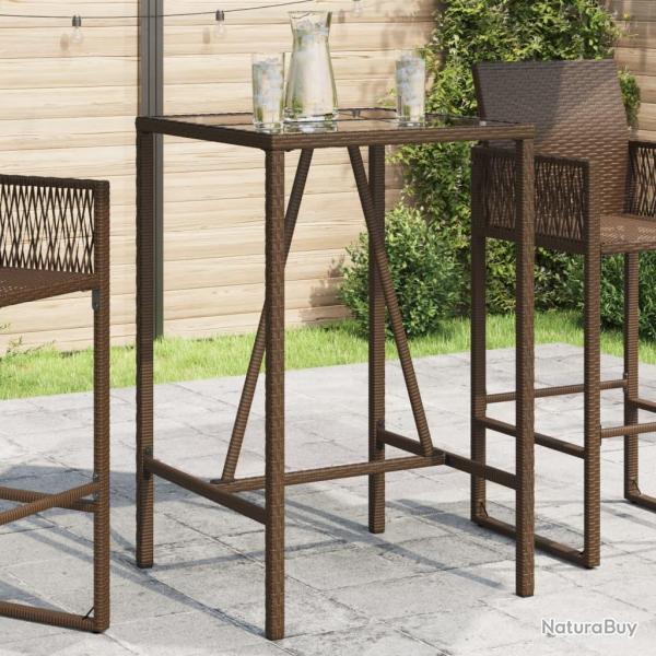 Table de bar d'ext�rieur marron 70x70x110 cm r�sine tress�e alsavelo