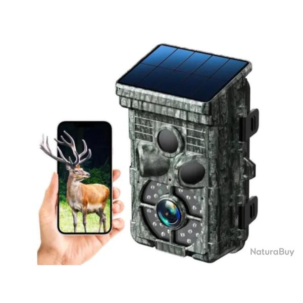 Cam�ra de Chasse Solaire 1080P - 32MP, WiFi, Batterie 5000mAh, Vision Nocturne