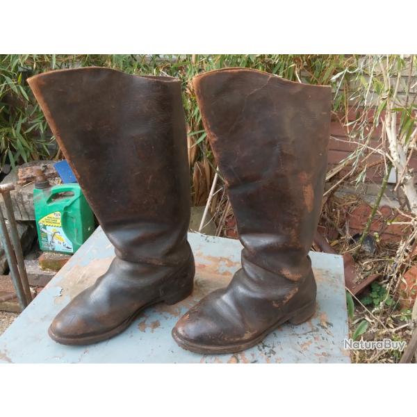 Superbe paire de botte de cavalerie allemande 14 18 tr�s belle paire de botte voir photo