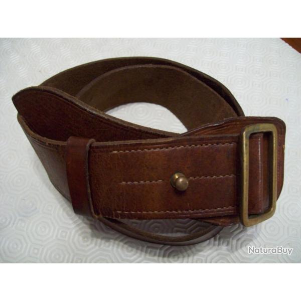 militaria ww1 francais ceinturon cuir marron officier boucle laiton sans ardillon