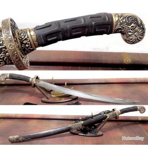 pe de Combat Dao - Acier Damas Pli - Prte au Combat