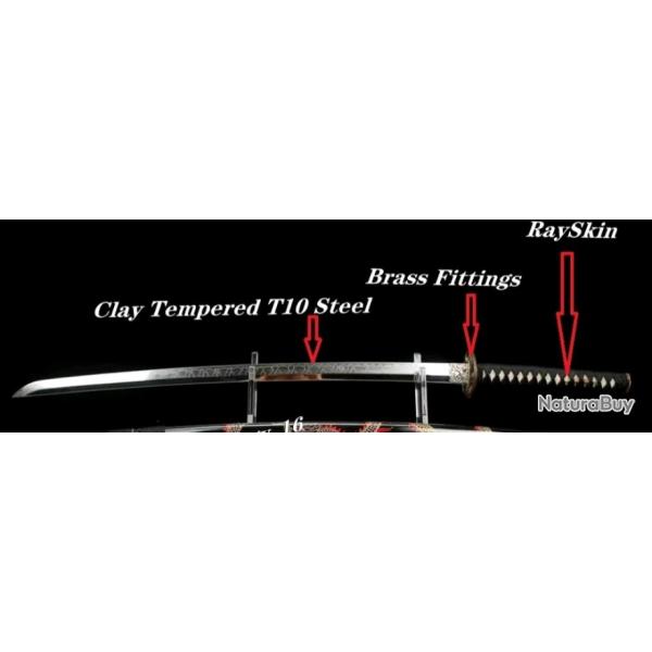 Katana Dragon - Acier jade Tremp� � l'Argile - Pr�t au Combat