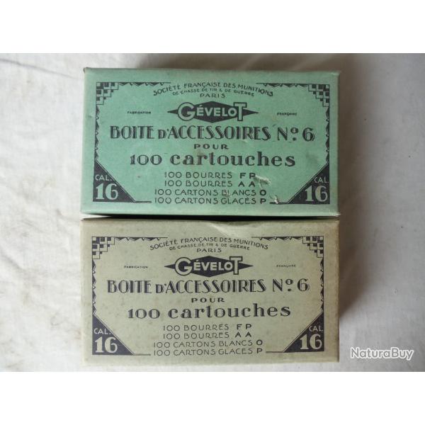 Pour collection ou usage , Lot de 2 bo�tes d'accessoires pour le rechargement en calibre 16.