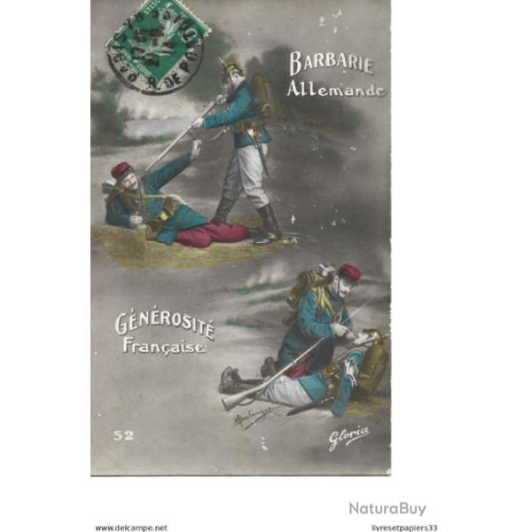 CPA  Guerre 1914-18 Barbarie Allemande - G�n�rosit� Fran�aise
