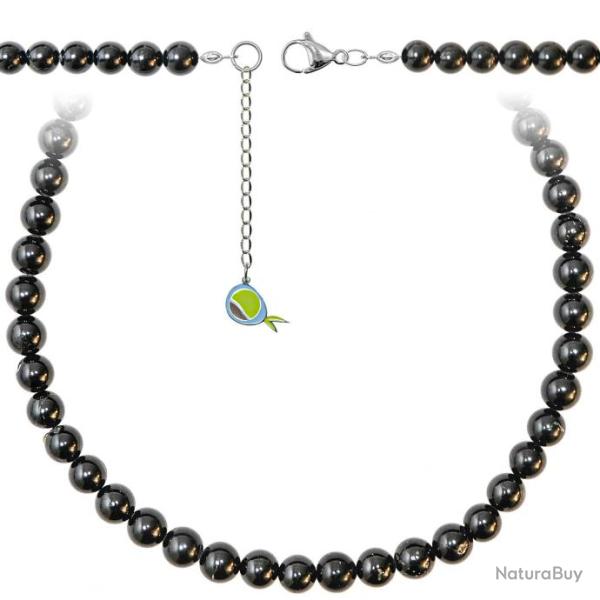 Collier en spinelle noir - Perles rondes 8 mm - 70 cm
