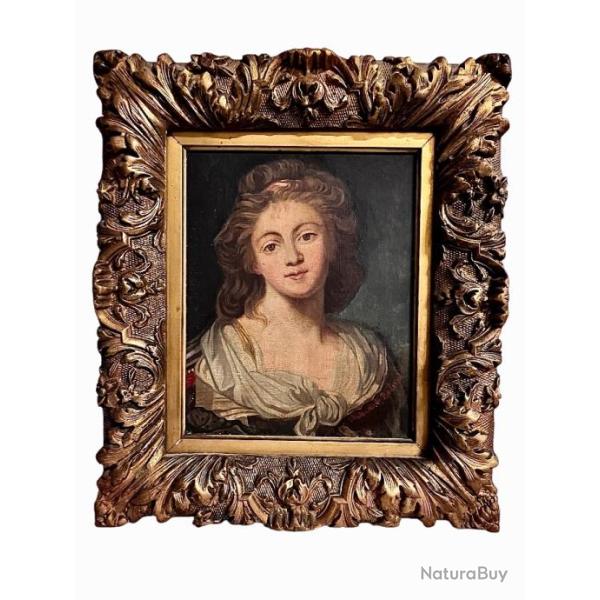 Jeune femme portrait huile sur toile sign�
