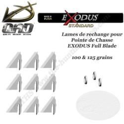 QAD EXODUS Pack de 9 lames de rechange pour pointes de chasse 85, 100 et 125 grains Standard ou Swep