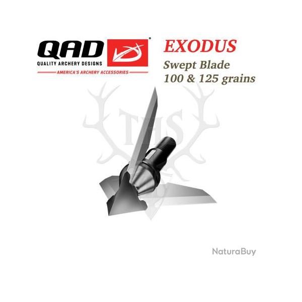 QAD EXODUS Pointes de chasse � lames fixes interchangeables 100 et 125 grains - Swept 100