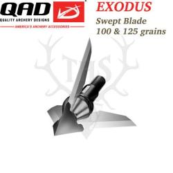 QAD EXODUS Pointes de chasse &agrave; lames fixes interchangeables 100 et 125 grains - Swept 125