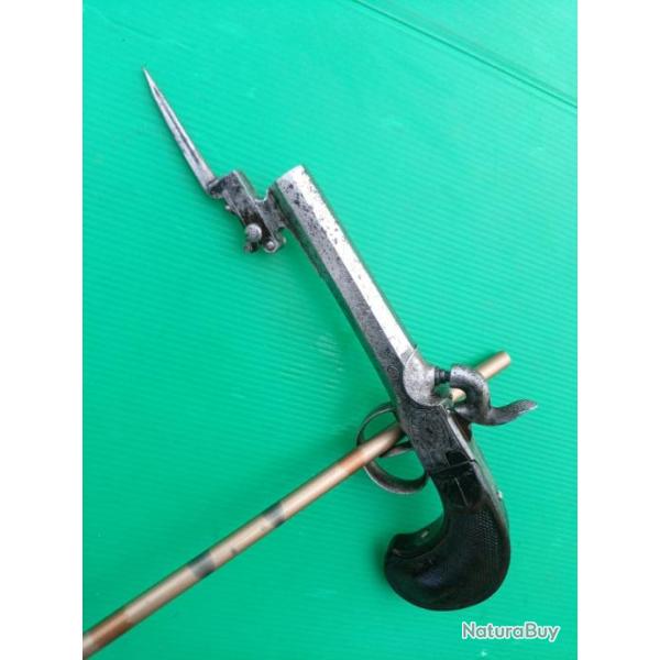 PISSTOLET BELGE  :  PERCUSSION  A  BAIONNETTE  LANCANTE  .  PARFAIT  FONCTIONNEMENT  .