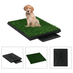 Tapis pour animaux 2 pcs avec plateau et gazon artificiel Vert alsavelo