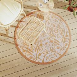 Tapis d'ext&eacute;rieur ARAKIL orange et blanc &Oslash;120 cm PP