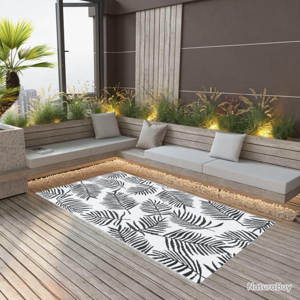 Tapis d'extrieur ARAKIL Blanc et noir 160x230 cm PP alsavelo