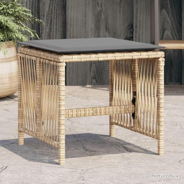 Tabourets jardin et coussins lot de 4 m�lange beige 41x41x36 cm