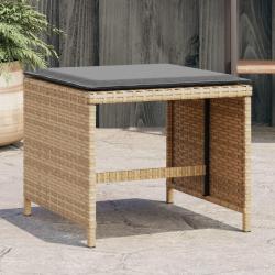 Tabourets jardin et coussins lot de 4 m&eacute;lange beige 41x41x36 cm