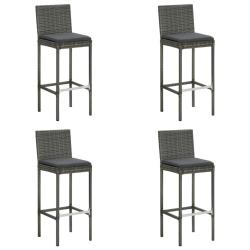 Tabourets de bar de jardin et coussins lot de 4 r&eacute;sine tress&eacute;e