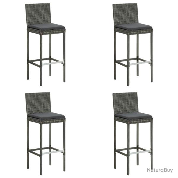 Tabourets de bar de jardin et coussins lot de 4 r�sine tress�e