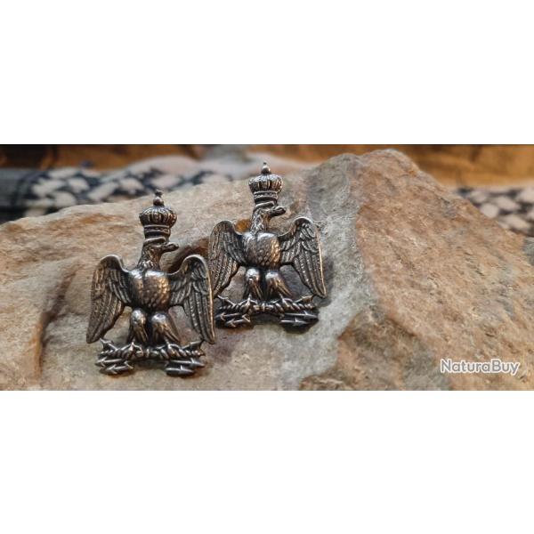 Lot de deux aigles Empire (reproduction) Hauteur : 32 mm Largeur : 22 mm