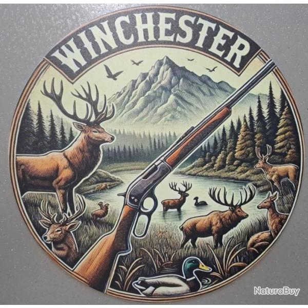 plaque decoration en alu panneau vintage WINCHESTER  Rfrence 8 cerf chasse