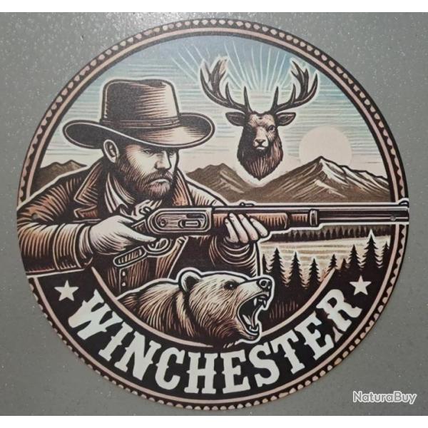 plaque decoration en alu panneau vintage WINCHESTER  R�f�rence 23 ours cerf chasse