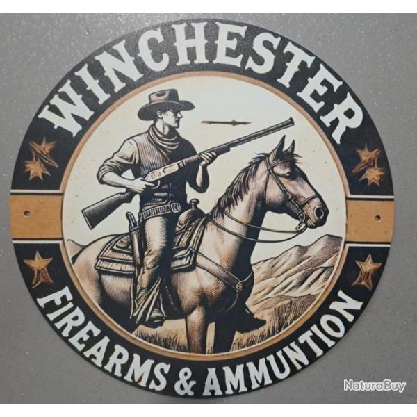 plaque decoration en alu panneau vintage WINCHESTER  R�f�rence 20  cheval chasse