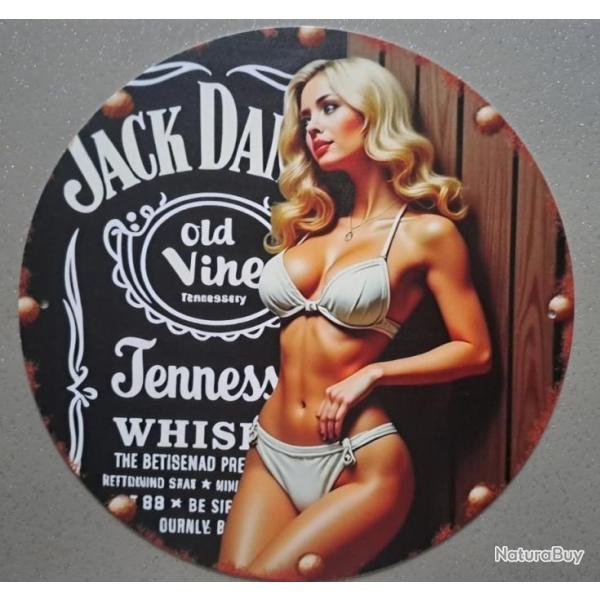 plaque decoration en alu panneau vintage PIN UP JACK DANIEL'S WHISKY