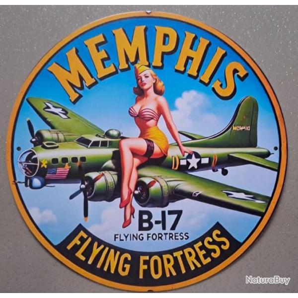 plaque decoration en alu panneau vintage PIN UP AVION B17 FLYING FORTRESS MILITARIA WW2