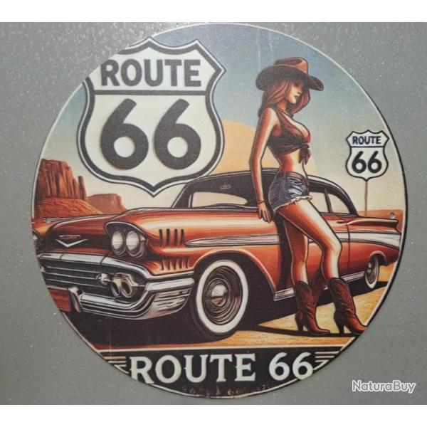 plaque decoration en alu panneau vintage ROUTE 66 USA CADILLAC CHEVROLET