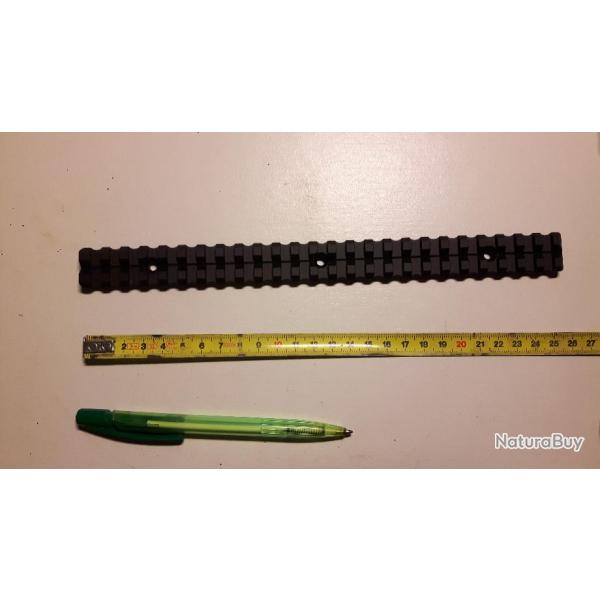 rail picatinny alu 3 trous de fixations 25.8 cm 25 slots taill� dans la masse en aluminium �tat neuf