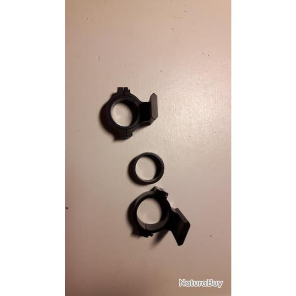 support fixation lunette tube 25 ou 30mm alu rail picatinny pour point rouge, laser ou lampe