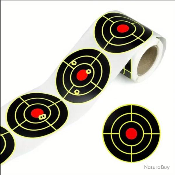 Rouleau de 100 Autocollants Cible �claboussures - Jaune Fluorescent Impact, Cibles Auto-Adh�sives