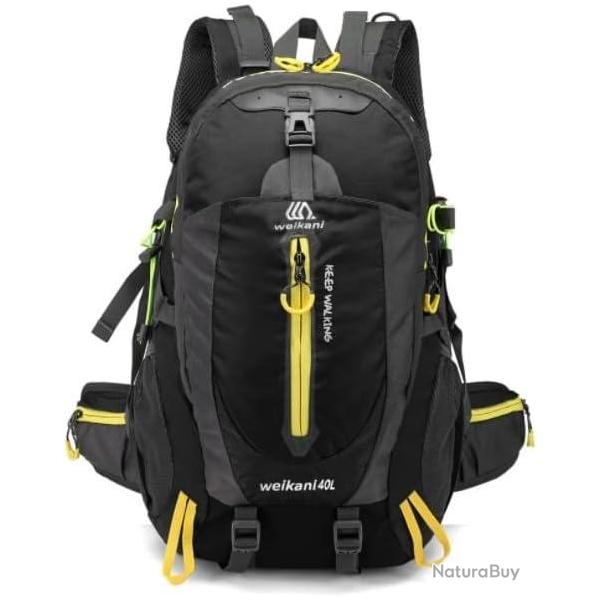 Sac � Dos Randonn�e 40L Imperm�able luger Trekking Camping Voyage Multipoches R�sistant Noir