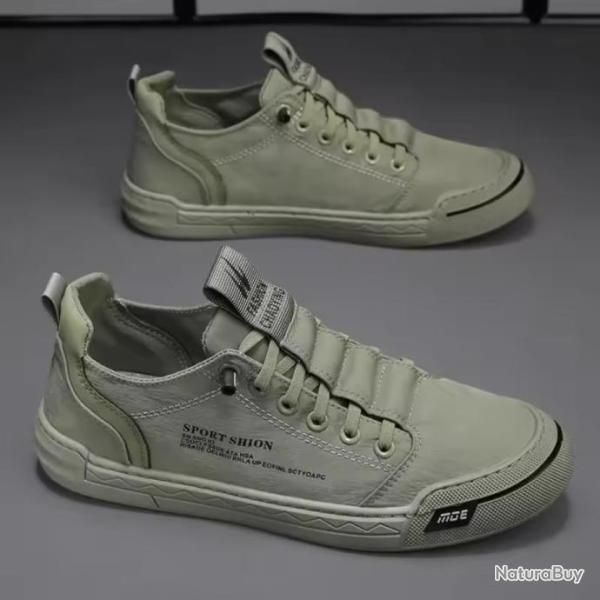 Chaussures de Sport Homme Vertes - Marche, Tennis,Chasse, mocassins toile confortables plein air