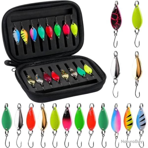 Cuill�res Tournante pour la P�che de la Truite taille 5.5 cm de 2.5gr a 5 gr avec sacoche