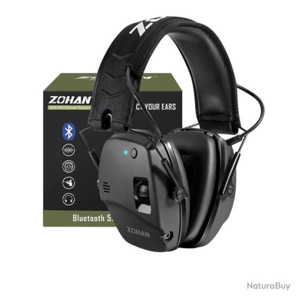 Casque Antibruit �lectronique Bluetooth  Protection Auditive Tactique pour Tir Chasse Noir