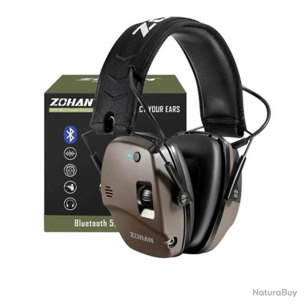 Casque Antibruit �lectronique Bluetooth  Protection Auditive Tactique pour Tir Chasse Marron