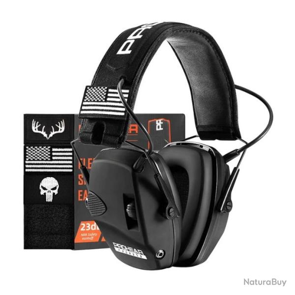 Casque Antibruit �lectronique  Protection Auditive Tir et Chasse R�duction du Bruit NRR 22dB Noir