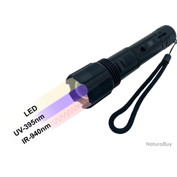 Lampe - 3 fonctions - LED, UV, IR 940nm