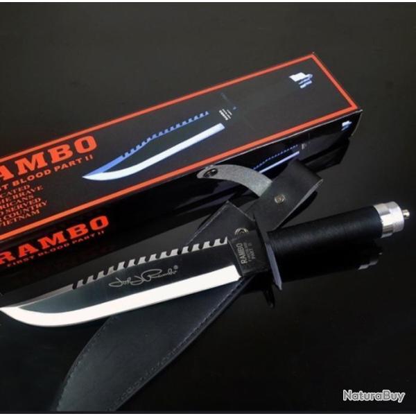 'Rambo II' Couteau de luxe s 40cm avec tui en cuir  outils de survie TRS ROBUSTE  1H53p2y