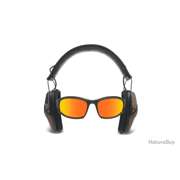 KIT COMBO CASQUE ANTIBRUIT ACTIF ET LUNETTES BALISTIQUES Marron