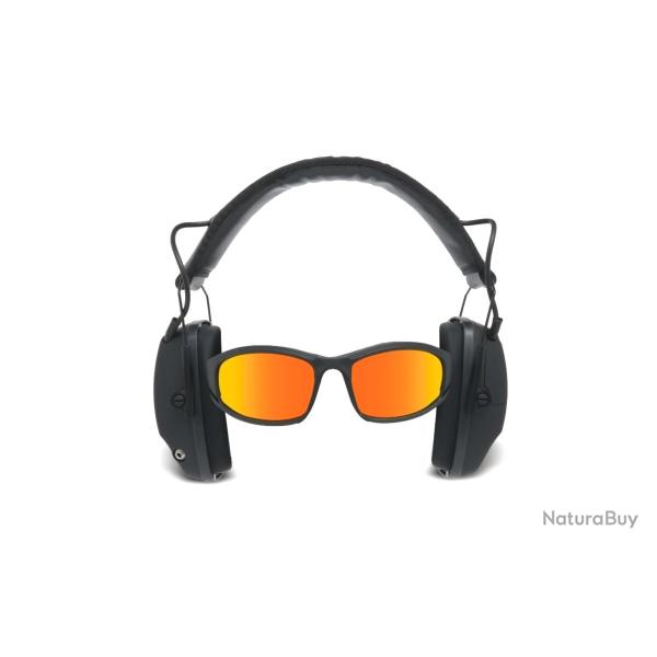 KIT COMBO CASQUE ANTIBRUIT ACTIF ET LUNETTES BALISTIQUES Noir