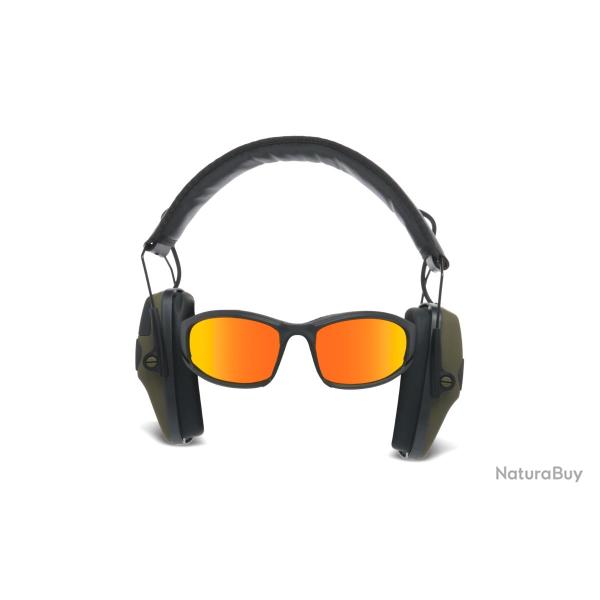 KIT COMBO CASQUE ANTIBRUIT ACTIF ET LUNETTES BALISTIQUES Vert