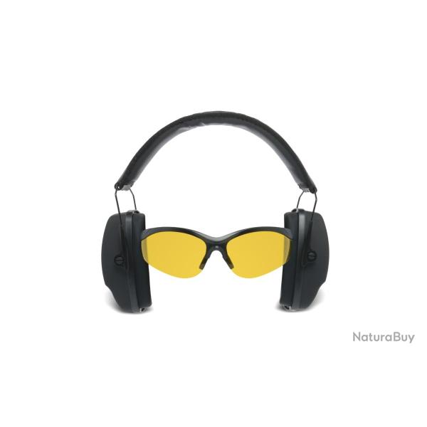 KIT COMBO CASQUE ANTIBRUIT PASSIF AVEC LUNETTES DE PROTECTION Noir