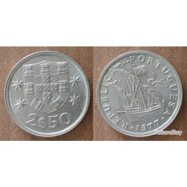 Portugal 2.50 escudos 1977 Piece Bateau Europe Centavos Escudo