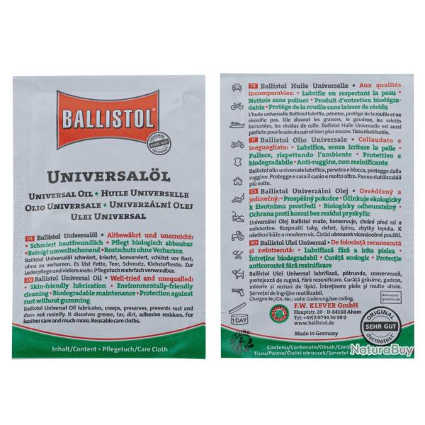 Boite de 10 lingettes huile universelle- Ballistol