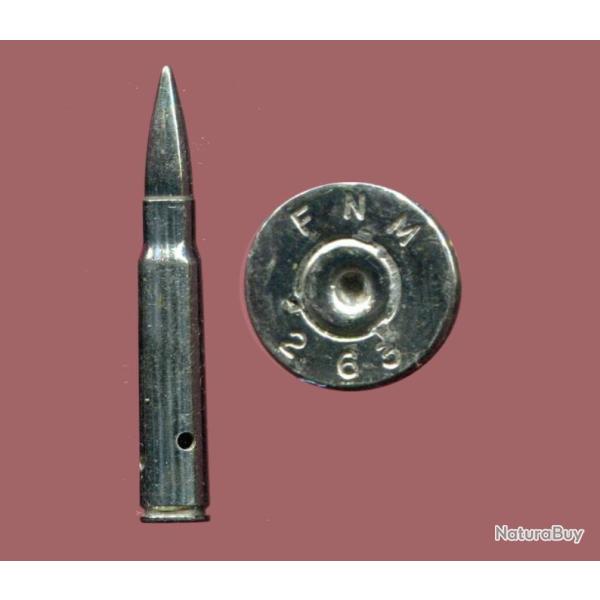 7.92 x 57 Mauser inerte manipulation - toute nickel�e - marquage : F N M   2 62 - amorce percut�e