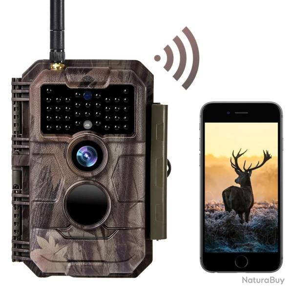 Cam�ra de Chasse WiFi E6 48MP 1296P Vision Nocturne No Glow 25m IP66 Application Smartphone I Rouge
