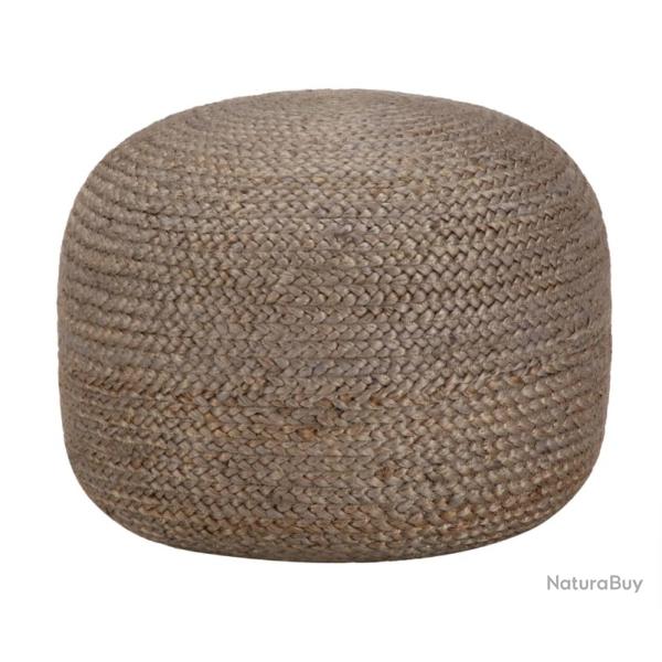 Pouf fait main en jute - Gris clair - 45x30 cm - D�co jardin, salon, balcon