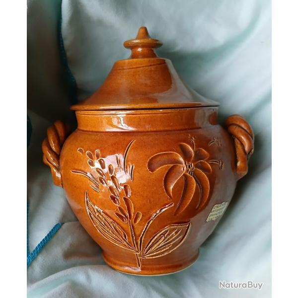 JOLI POT EN TERRE CUITE �MAILL�E AVEC COUVERCLE STYLE PROVEN�AL