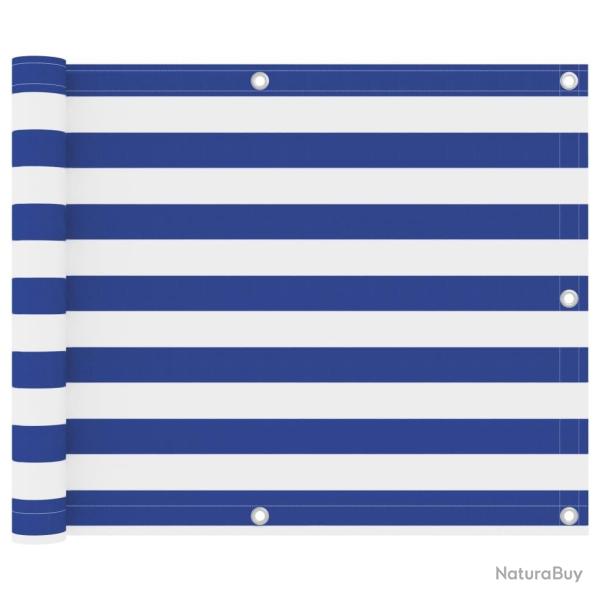 �cran de balcon Blanc et bleu 75x500 cm Tissu Oxford